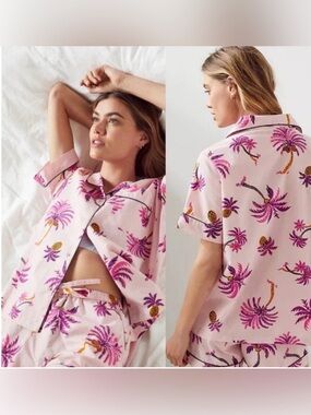 PRINTFRESH x ANTHROPOLOGIE Palm Trees Pajama Shorts SET size Small
